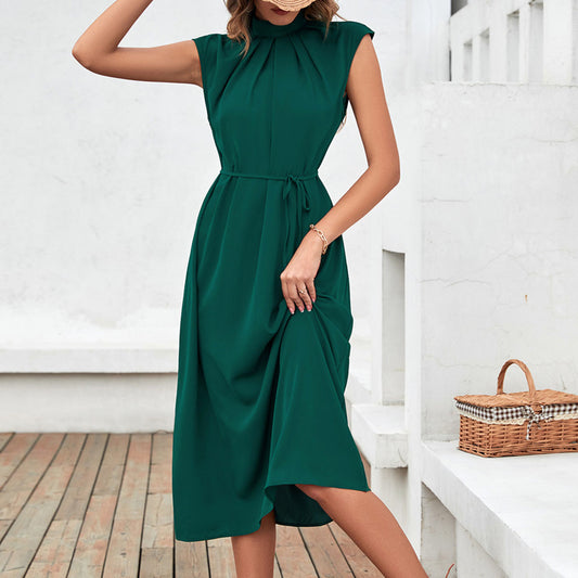 Dames Robe midi élégante avec ceinture à nouer et col classique Chic und Stil