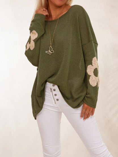 Pull-over pour femmes en tricot épais avec un design floral et une coupe ample Chic und Stil
