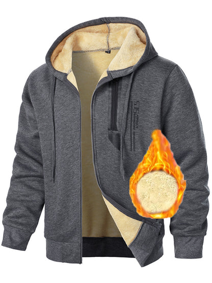 Veste à capuche en polaire pour hommes avec doublure chauffante et poches zippées pratiques Chic und Stil