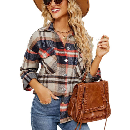 Chemise oversize à carreaux pour femmes en flanelle douce Chic und Stil