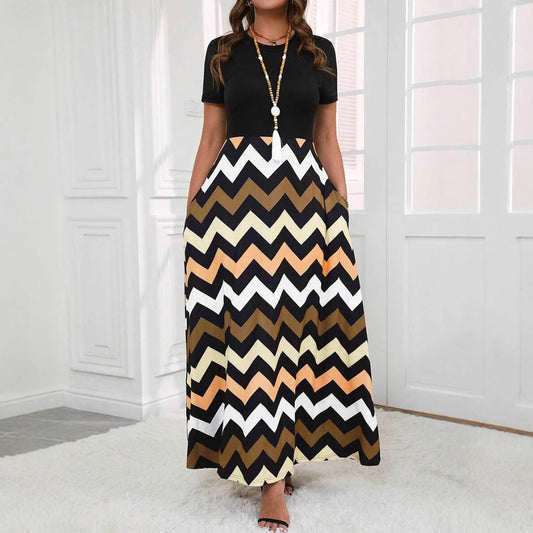 Robe maxi femme avec un motif zigzag moderne Chic und Stil