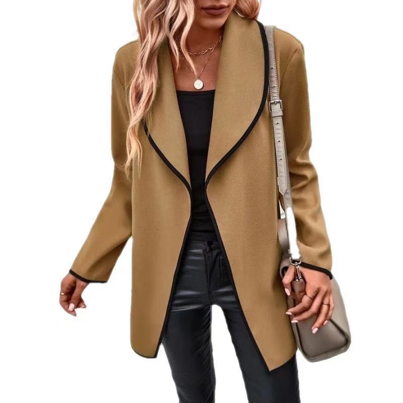 Dames élégant blazer oversize avec piping contrasté Chic und Stil