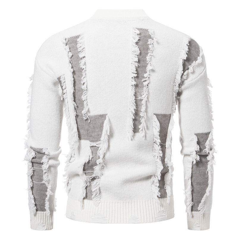 Modern knitted sweater for men with trendy fringes and a unique design Chic and Style