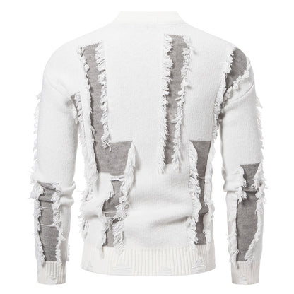 Modern knitted sweater for men with trendy fringes and a unique design Chic and Style