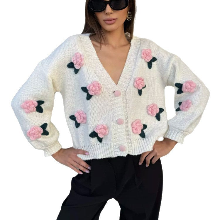 Dames cardigan en tricot avec applications de fraises Chic und Stil