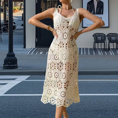 Robe maxi au crochet pour femmes avec des motifs floraux et des détails délicats Chic und Stil
