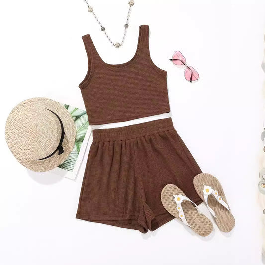 Ensemble de crop-top et shorts d'été pour femmes Chic und Stil