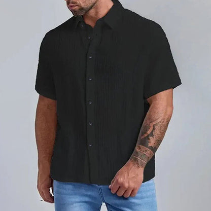Chemise à manches courtes structurée pour hommes avec détails de boutons modernes Chic und Stil