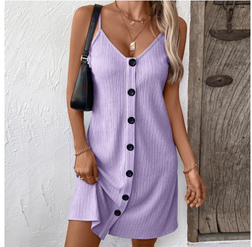 Robe sans manches pour femmes avec des fines côtes et décolleté en V Chic und Stil