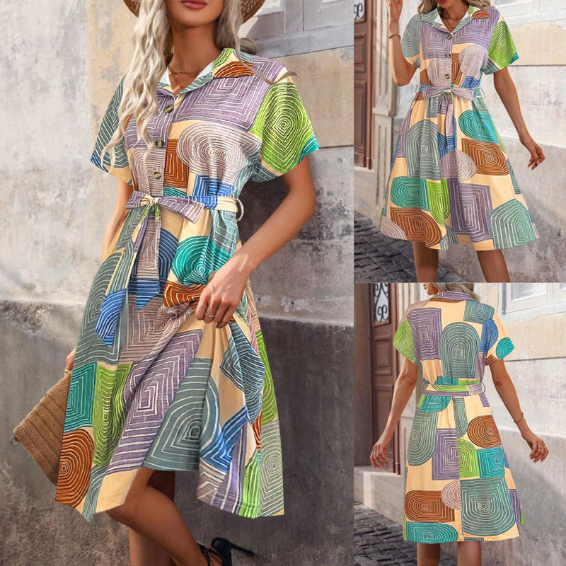 Robe chemise de loisirs pour femmes avec imprimé artistique Chic und Stil