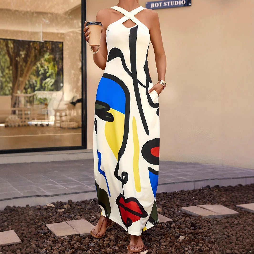 Femme Robe Maxi Artistique Chic und Stil