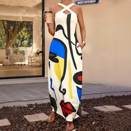 Femme Robe Maxi Artistique Chic und Stil