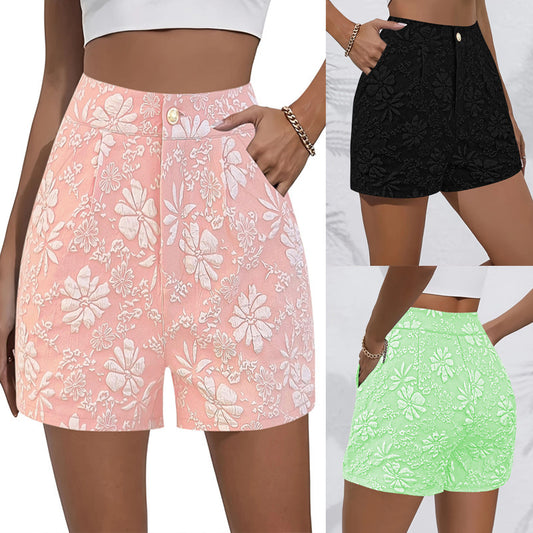 Femmes Floral Imprimé Taille Haute Shorts Chic und Stil