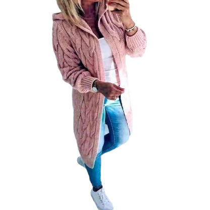 Dames Gros Tricot Cardigan avec Capuche et Motif en Relief Chic und Stil