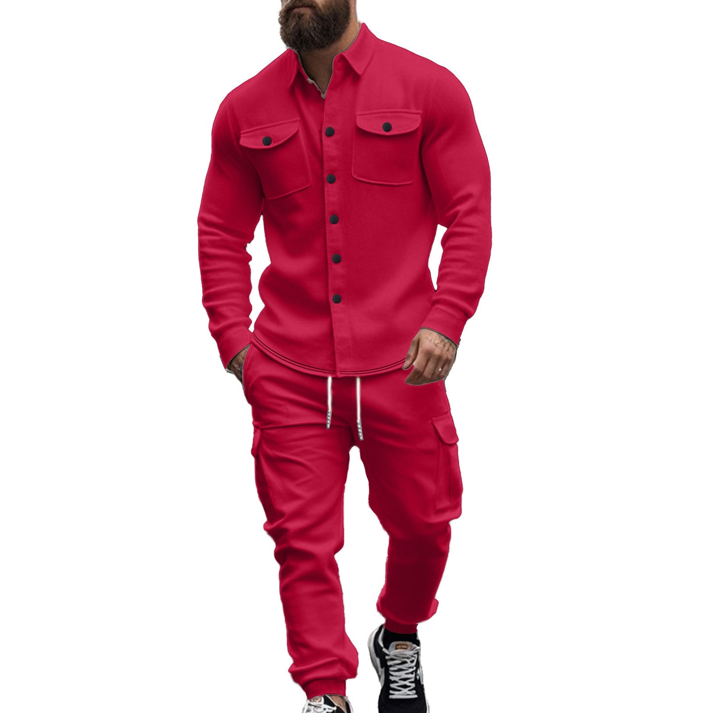 Men's Cargo Shirt and Jogging Pants Set Chic and Style