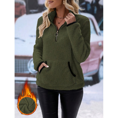 Pull en teddy doux pour femmes au look décontracté avec demi-fermeture éclair Chic und Stil