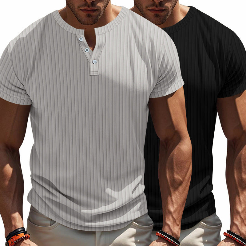 Chemise Henley à manches courtes pour hommes avec aspect côtelé structuré Chic und Stil