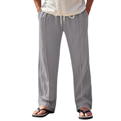 Casual linen pants for men with elastic waist and large side pockets Chic and Style