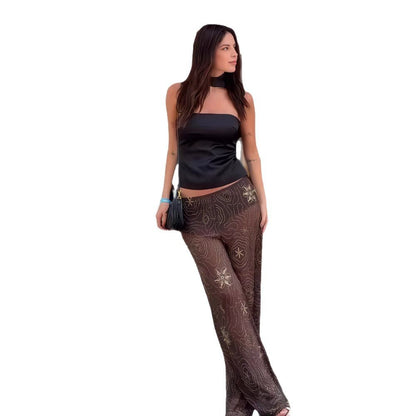 Dames Élégant Top avec détails innovants en brillance et broderie Chic und Stil