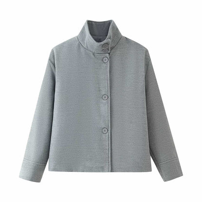 Damen Übergangsjacke mit hohem Kragen und Knopfdetails Chic und Stil