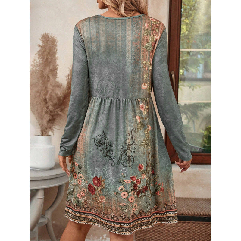 Robe décontractée femme avec motif floral et manches longues Chic und Stil