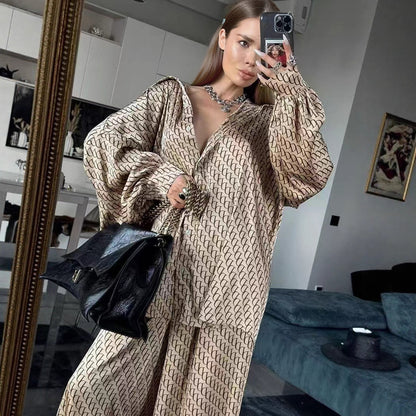 Chemisier à manches longues pour femmes avec imprimé graphique moderne et col montant élégant Chic und Stil