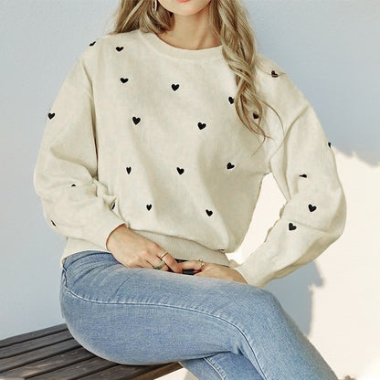 Pull en peluche pour femmes avec design en forme de cœur et coupe décontractée Chic und Stil