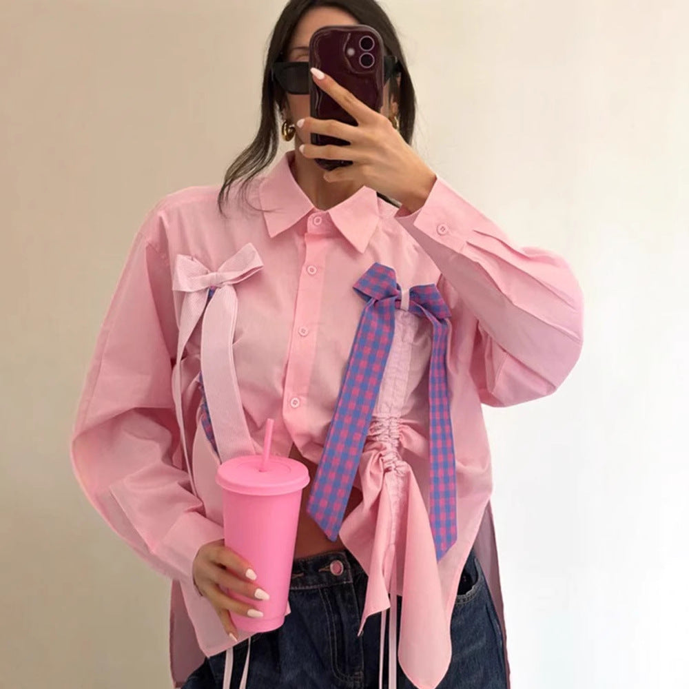 Chemisier femme avec des nœuds décoratifs et détail froncé Chic und Stil