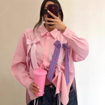 Chemisier femme avec des nœuds décoratifs et détail froncé Chic und Stil