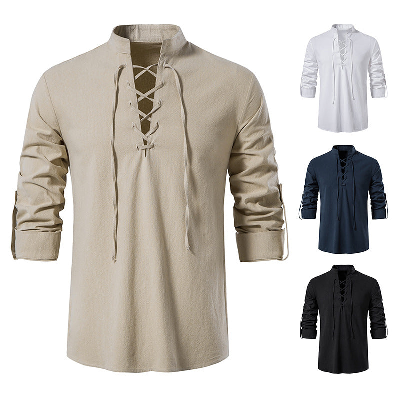 Chemise à manches longues pour hommes avec cordage décontracté Chic und Stil