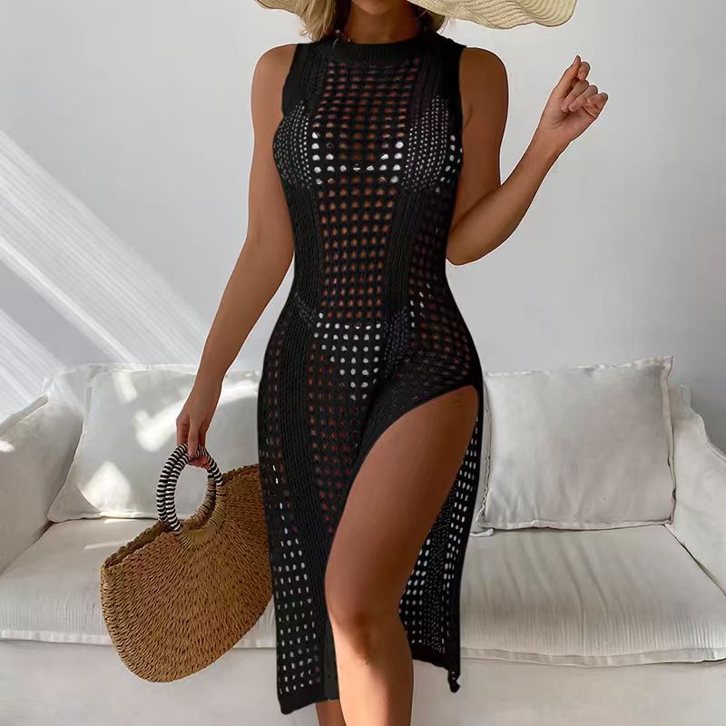 Robe maxi tricotée ouverte élégante pour femmes Chic und Stil