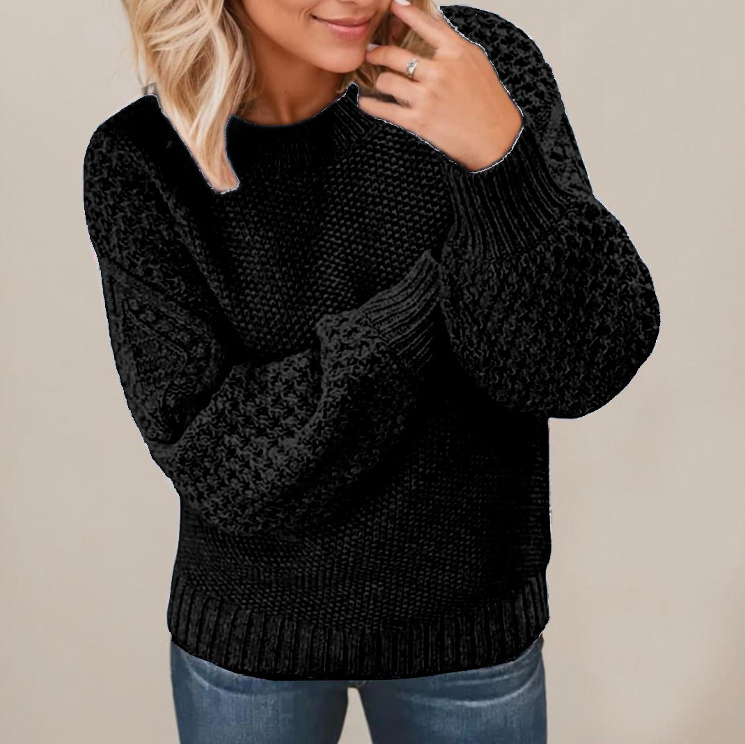Pull en tricot épais pour femmes avec des manches volumineuses et une texture unique Chic und Stil