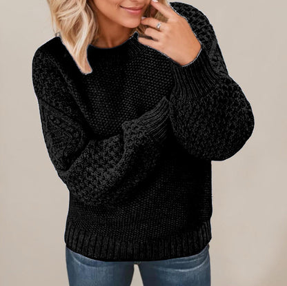 Pull en tricot épais pour femmes avec des manches volumineuses et une texture unique Chic und Stil