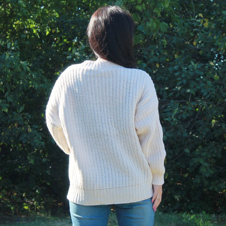 Dames Gros Tricot Cardigan avec Détails de Bouton Chic und Stil