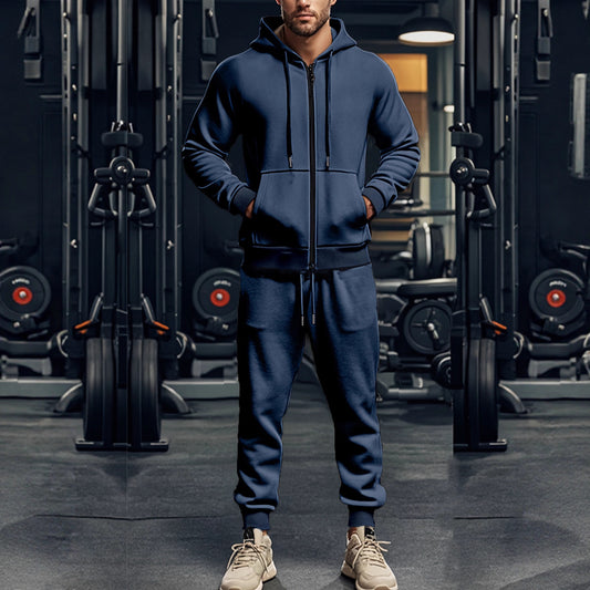 Men's sporty hoodie and jogger pants set with full zip and elastic waist Chic and Style