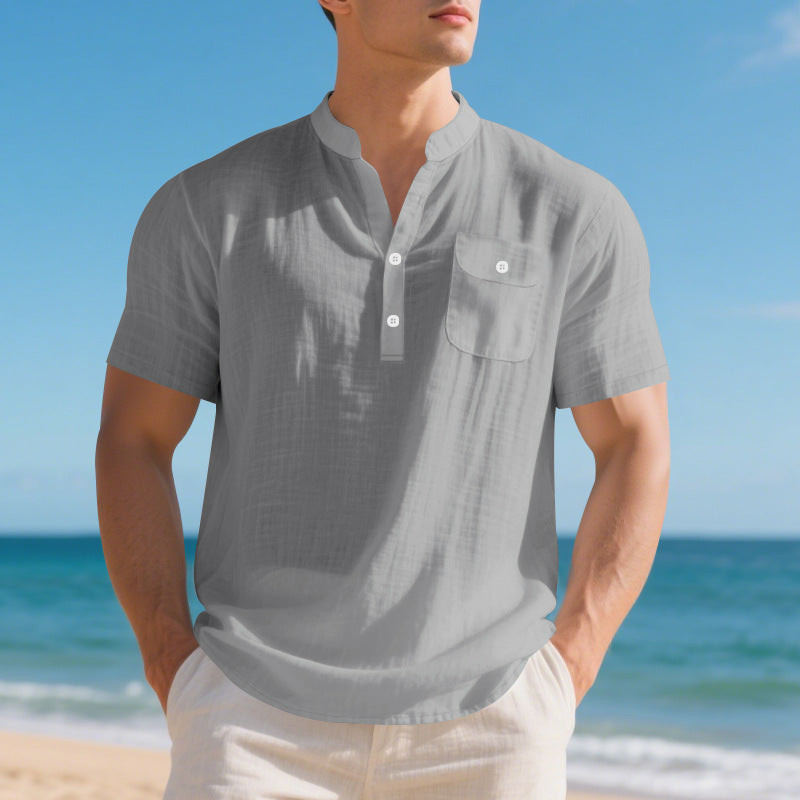 Chemise à manches courtes à la mode pour hommes avec boutonnière et poche poitrine Chic und Stil