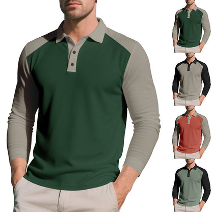 Men's Long Sleeve Sporty Polo with Modern Color Accents Chic and Style