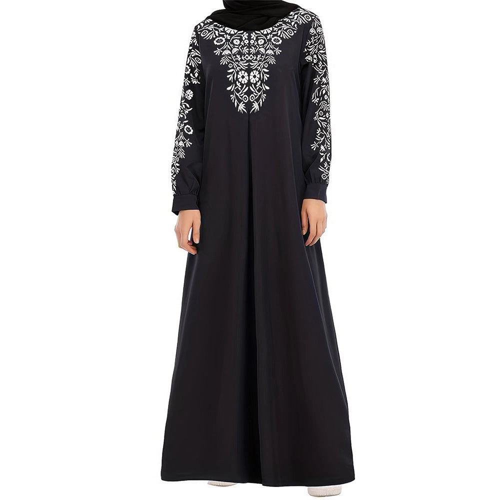 Robe maxi femme avec broderie artistique et élégants manches longues Chic und Stil