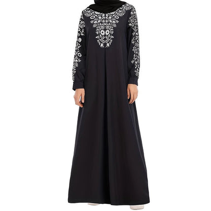 Robe maxi femme avec broderie artistique et élégants manches longues Chic und Stil