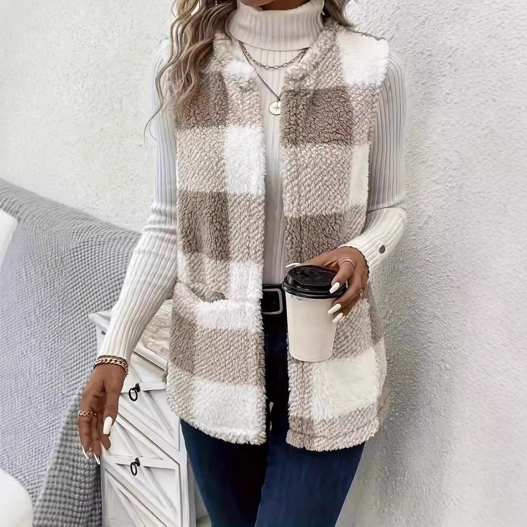 Dames Gilet en polaire à motif avec poches pratiques Chic und Stil