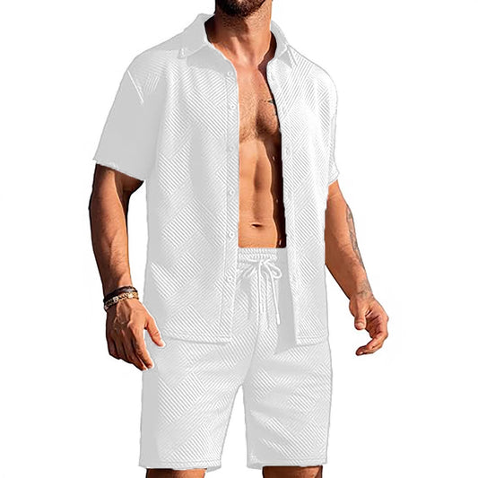Shorts modernes pour hommes et ensemble haut avec design texturé Chic und Stil