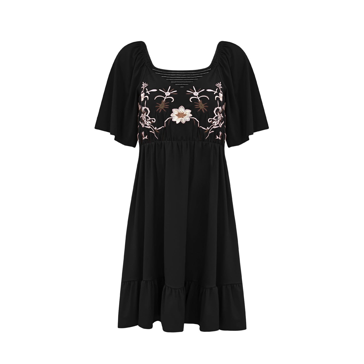 Dames robe fluide A-ligne brodée Chic und Stil