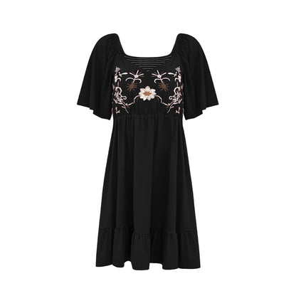 Dames robe fluide A-ligne brodée Chic und Stil