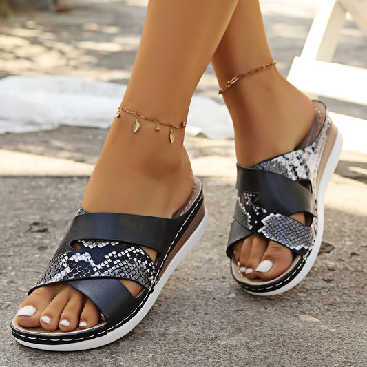 Ladies Fashion Slide sandals with trendy crossed straps Chic and Style