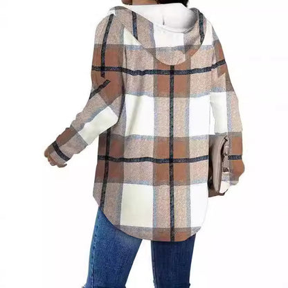 Chemise à carreaux décontractée pour femmes avec capuche Chic und Stil