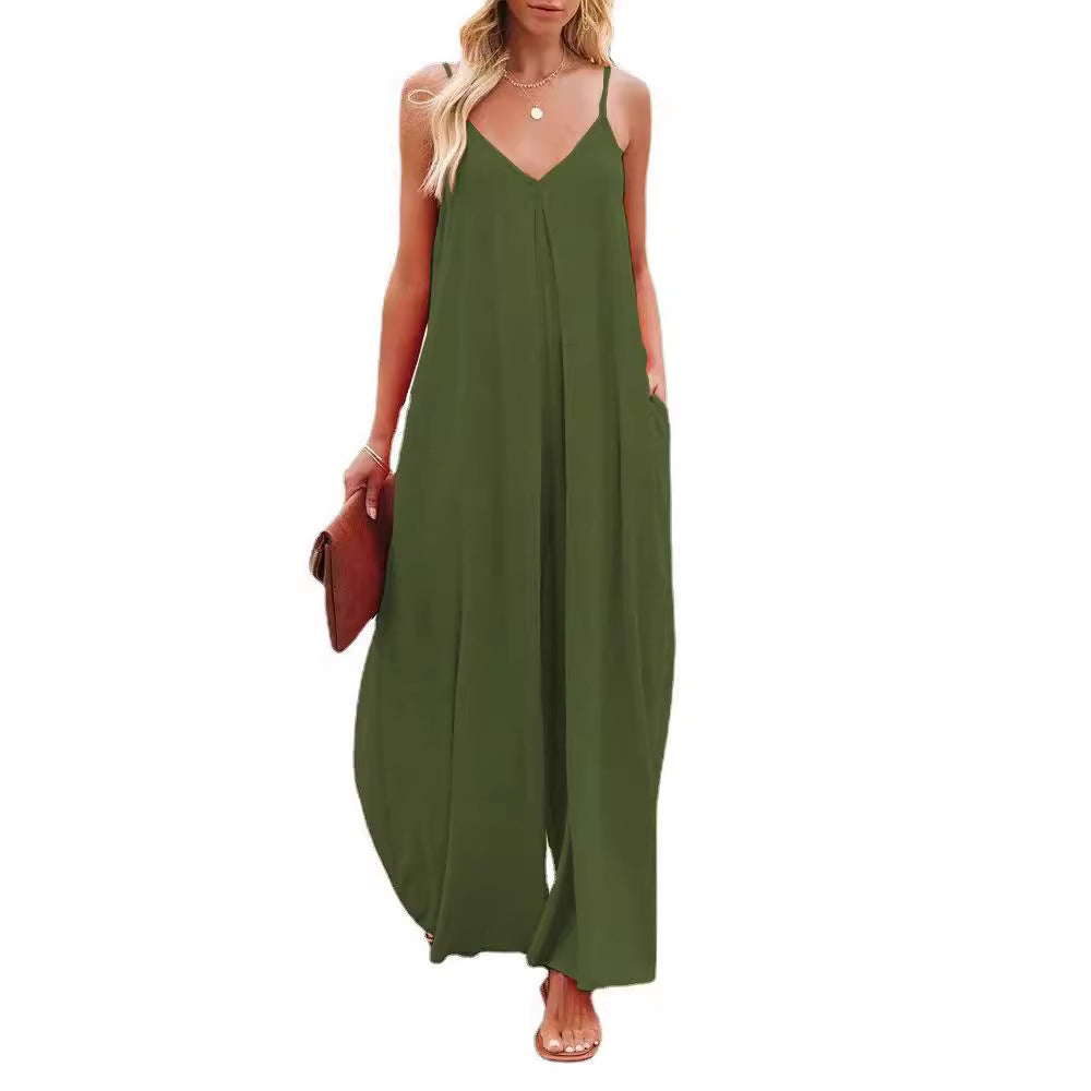 Robe maxi femme avec bretelles réglables et poches latérales Chic und Stil