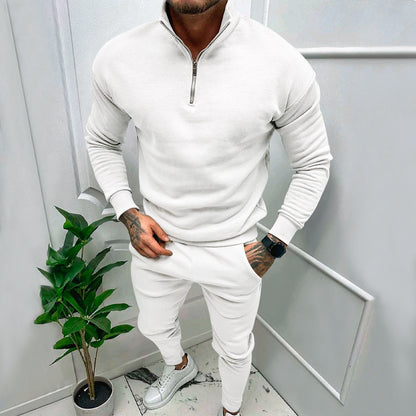 Pull-over en fleece sportif pour hommes avec fermeture éclair courte et coupe à la mode Chic und Stil