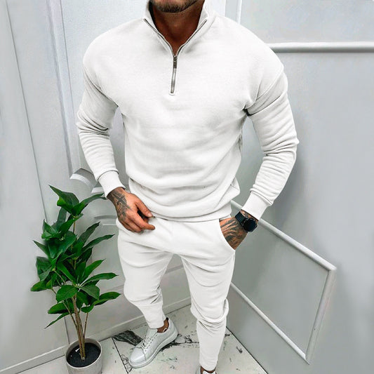 Pull-over en fleece sportif pour hommes avec fermeture éclair courte et coupe à la mode Chic und Stil
