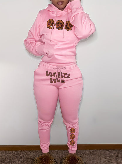 Sweatshirt and jogging pants set for women with creative Christmas pattern and comfortable fit Chic und Stil