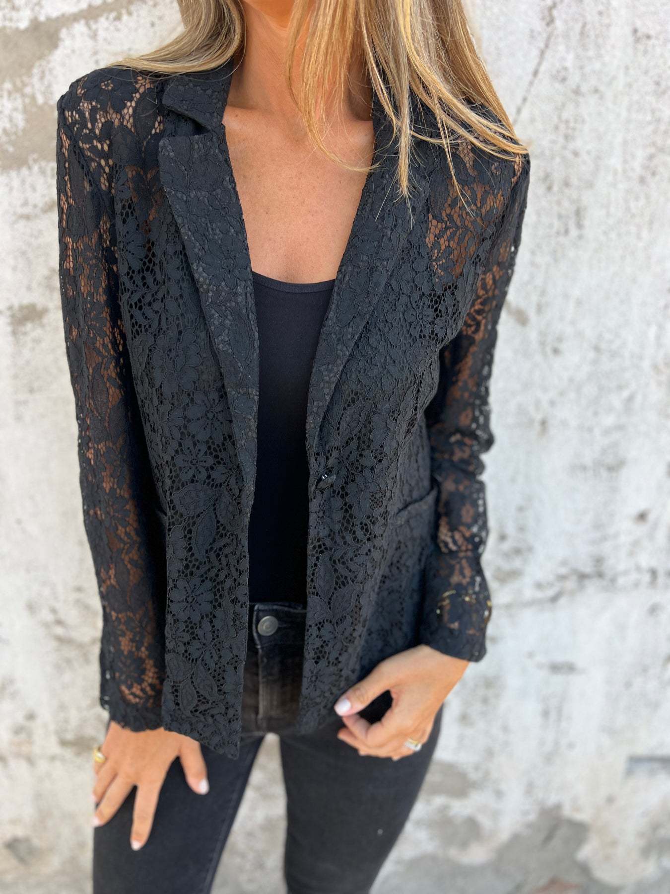Blazer en Dentelle Transparent pour Femme Chic und Stil